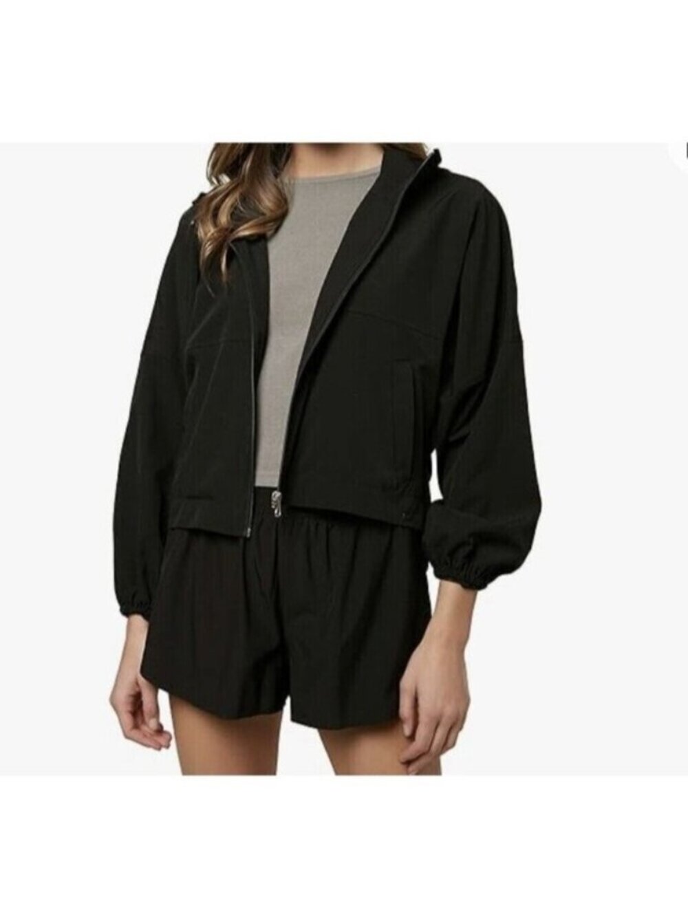 O’NEILL woman Lexington jacket Large Black Water Resistant Packable Fabric New